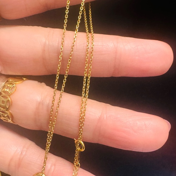 K18 Japan Gold heart Necklace 40cm - Picture 8 of 10